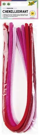 Zseníilia drót, 50 cm, FOLIA "Colour Tone Mix", 10 piros árnyalat