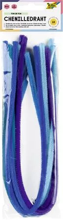 Zseníilia drót, 50 cm, FOLIA "Colour Tone Mix", 10 kék árnyalat