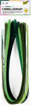 Zseníilia drót, 50 cm, FOLIA "Colour Tone Mix", 10 zöld árnyalat