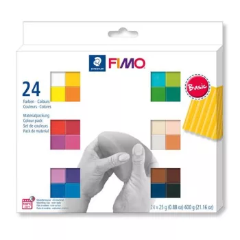   Gyurma, készlet, 24x25g, égethető, FIMO "Soft Basic", 24 különböző szín