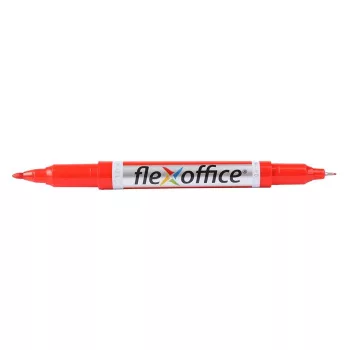   Alkoholos marker, 0,4/1,0 mm, kúpos, kétvégű, FLEXOFFICE "PM01", piros