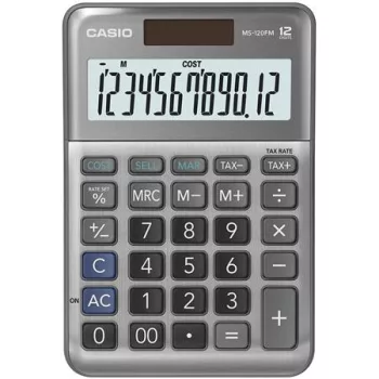   Számológép, asztali, 12 számjegy, CASIO "MS-120 FM", szürke