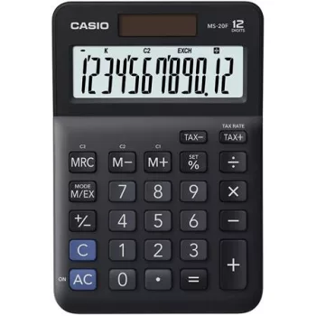   Számológép, asztali, 12 számjegy, CASIO, "MS-20 F", fekete