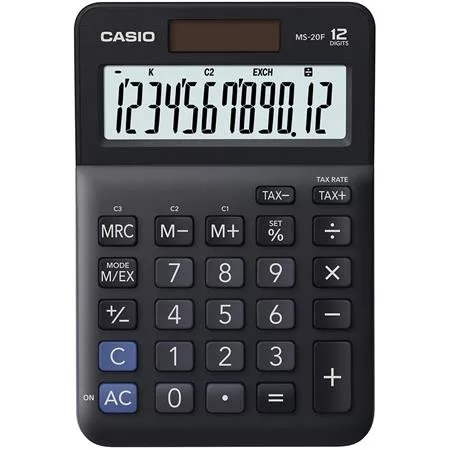 Számológép, asztali, 12 számjegy, CASIO, "MS-20 F", fekete