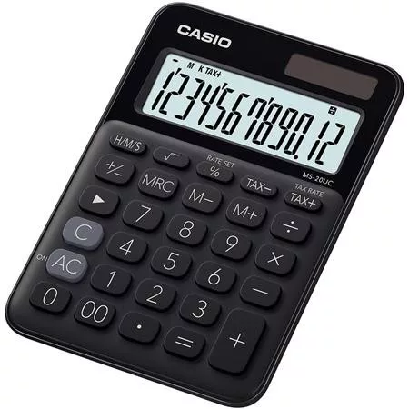Számológép, asztali, 12 számjegy, CASIO, "MS 20 UC", fekete