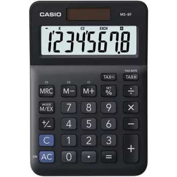   Számológép, asztali, 8 számjegy, CASIO "MS-8 F", fekete