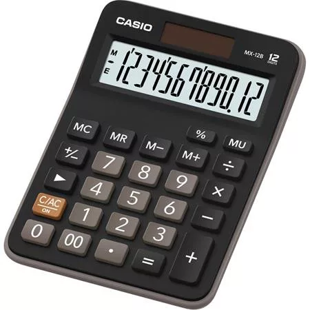 Számológép, asztali, 10 számjegy, CASIO "MX 12B", fekete