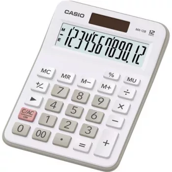  Számológép, asztali, 12 számjegy, CASIO "MX 12WE", fehér