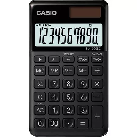 Zsebszámológép, 10 számjegy, CASIO "SL 1000", fekete
