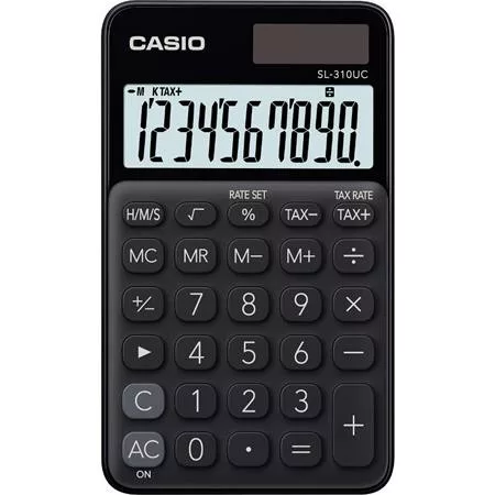 Zsebszámológép, 10 számjegy, CASIO "SL 310", fekete
