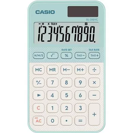 Zsebszámológép, 10 számjegy, CASIO "SL 310 YC", zöld