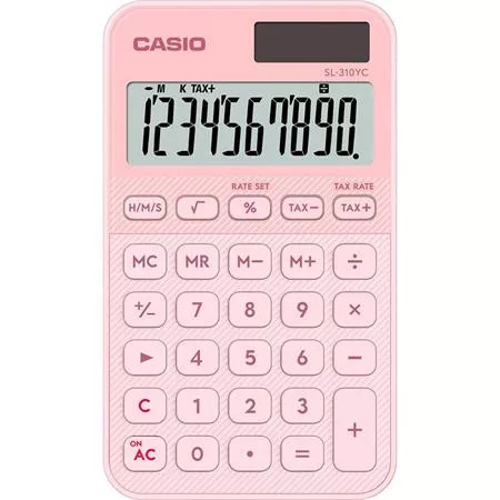 Zsebszámológép, 10 számjegy, CASIO "SL 310 YCK", rózsaszín