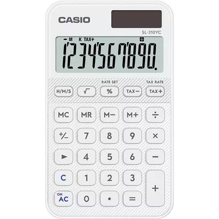 Zsebszámológép, 10 számjegy, CASIO "SL 310 YC", fehér