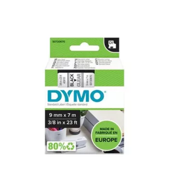   Feliratozógép szalag, 9 mm x 7 m, DYMO "D1", víztiszta-fekete