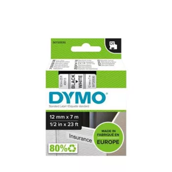   Feliratozógép szalag, 12 mm x 7 m, DYMO "D1", fehér-fekete
