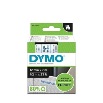   Feliratozógép szalag, 12 mm x 7 m, DYMO "D1", fehér-kék