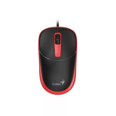 Egér, vezetékes, optikai, normál méret, USB, GENIUS "DX-123", fekete-piros