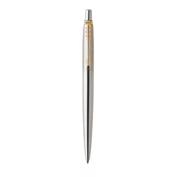   Golyóstoll, 0,7 mm, nyomógombos, arany színű klip, rozsdam. acél tolltest, PARKER "Royal Jotter", kék