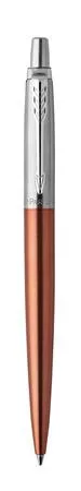Golyóstoll, 0,7 mm, ezüst színű klip, Chelsea narancssárga tolltest, PARKER "Royal Jotter", kék