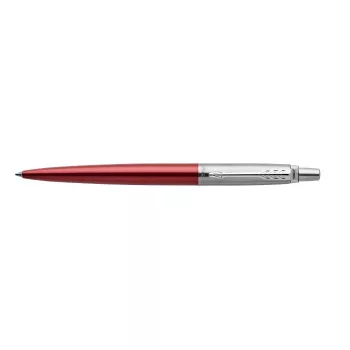   Golyóstoll, 0,7 mm, ezüst színű klip, Kensigton piros tolltest, PARKER "Royal Jotter", kék