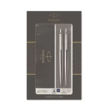   Golyóstoll és nyomósirón szett, díszdoboz, rozsdamentes acél tolltest, PARKER "Royal Jotter", kék