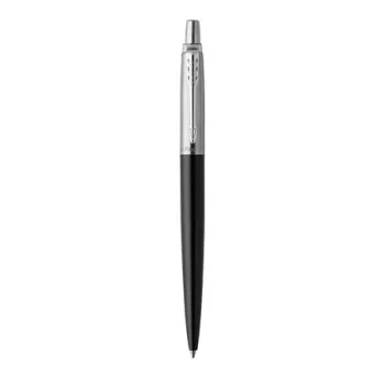   Golyóstoll, 0,7 mm, ezüst színű klip, bond street fekete tolltest, PARKER, "Royal Jotter", kék