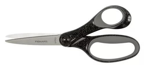 Olló, iskolai, 18 cm, FISKARS, csillámos fekete
