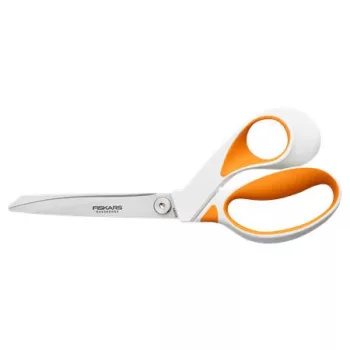   Olló, általános, 23 cm, FISKARS "RazorEdge Softgrip", narancssárga-fehér