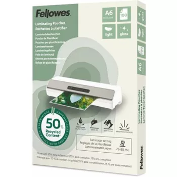   Meleglamináló fólia, 80 mikron, A6, fényes, 100 db, FELLOWES "Light"