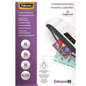   Meleglamináló fólia, 80 mikron, A5, fényes, 100 db, FELLOWES