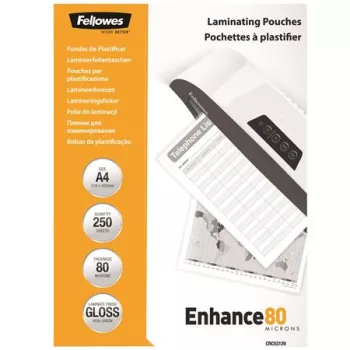   Meleglamináló fólia, 80 mikron, A4, fényes, 250 db, FELLOWES