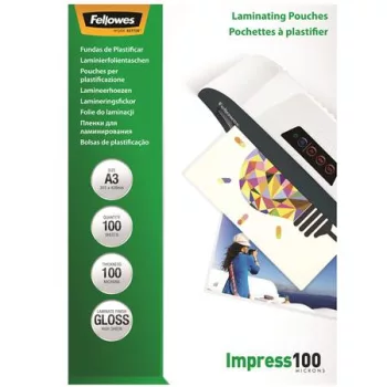   Meleglamináló fólia, 100 mikron, A3, fényes, 100 db, FELLOWES