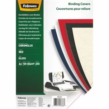   Hátlap, A4, 250 g, fényes, FELLOWES "Chromolux", piros