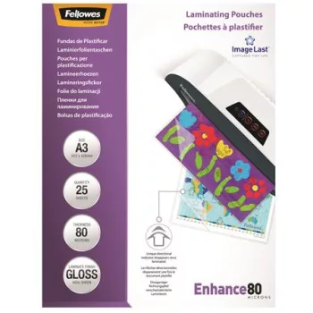   Meleglamináló fólia, 80 mikron, A3, fényes, 25 db, FELLOWES