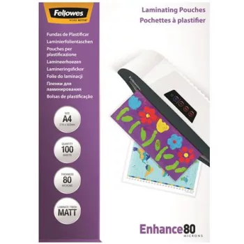   Meleglamináló fólia, 80 mikron, A4, matt, 100 db, FELLOWES