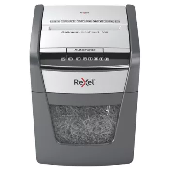   Iratmegsemmisítő, konfetti, 50 lap, REXEL, "Optimum AutoFeed+ 50X"