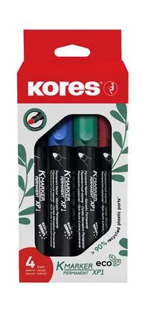 Alkoholos marker készlet, 3 mm, kúpos, KORES "ECO K-Marker XP1", 4 különböző szín