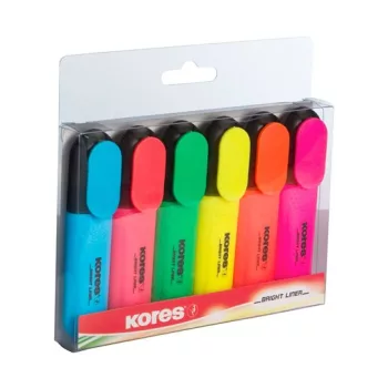   Szövegkiemelő készlet, 0,5-5 mm, KORES, 6 különböző szín