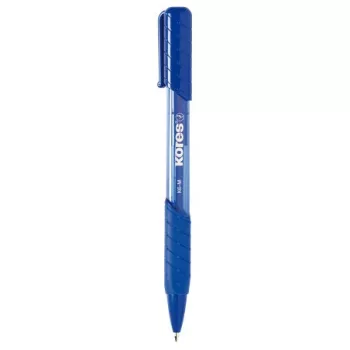   Golyóstoll, 1,0 mm, nyomógombos, háromszögletű, KORES "K6-M", kék