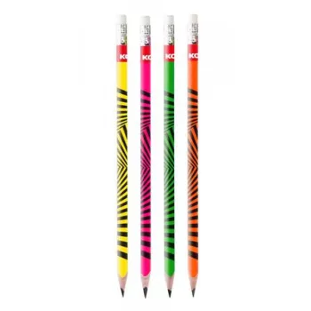   Grafitceruza radírral, HB, háromszögletű, KORES "Neon"