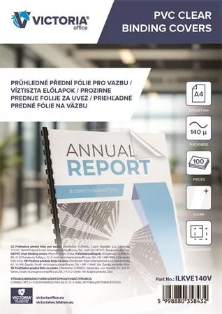 Előlap, A4, 140 mikron, VICTORIA OFFICE, víztiszta