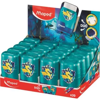   Hegyező és radír display, kétlyukú, tartályos, MAPED "Connect Dragon", sárkány