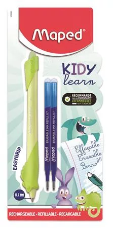 Írástanuló rollertoll, utántöltővel, 0,7 mm, radírozható, MAPED "KIDY Learn MAGIC", vegyes minták