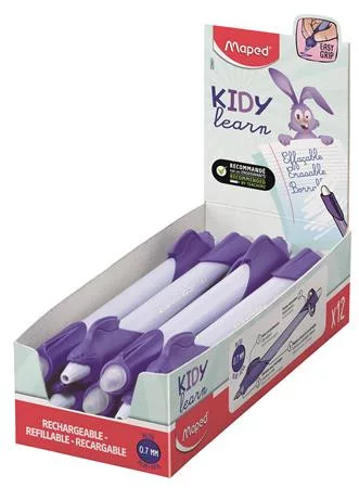 Írástanuló rollertoll, 0,7 mm, radírozható, MAPED "KIDY Learn MAGIC", nyuszi, lila, 12 db