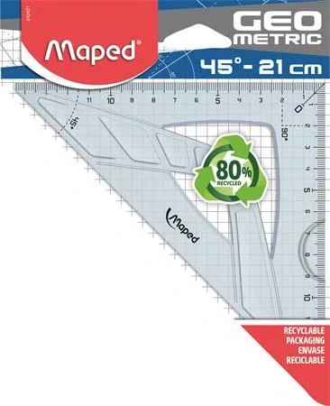 Háromszög vonalzó, műanyag, 45°, 14 cm, MAPED "Geometric"