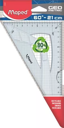 Háromszög vonalzó, műanyag, 60°, 20 cm, MAPED "Geometric"