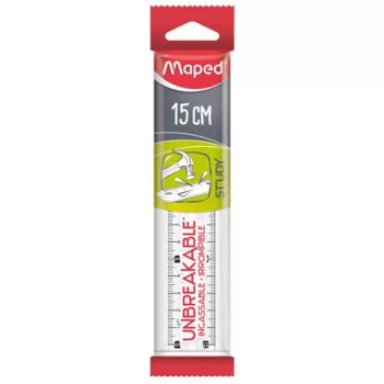   Vonalzó, műanyag, törhetetlen, 15 cm, MAPED "Study Unbreakable", átlátszó