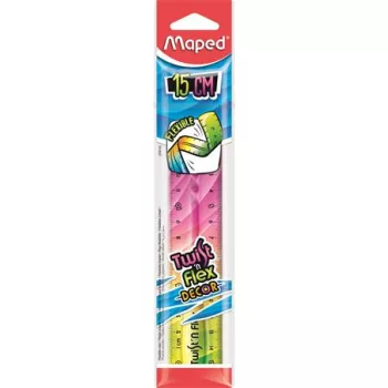  Vonalzó, műanyag, 15 cm, MAPED "Twist'n Flex Decor"