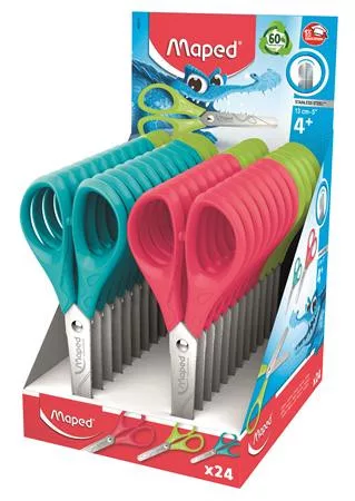 Olló display, iskolai, 13 cm, MAPED "Essentials Pulse", vegyes színek