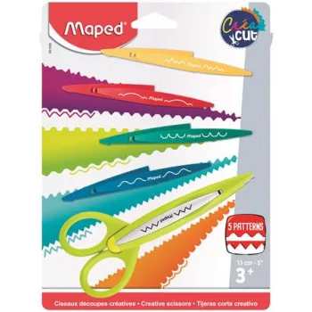   Olló, kreatív, cserélhető penge, MAPED "Créa Cut", 5 különböző minta